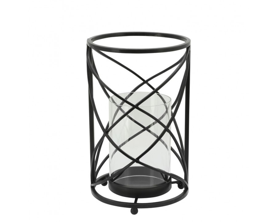 Sagebrook 10" Metal Hurricane Candle Holder - Black