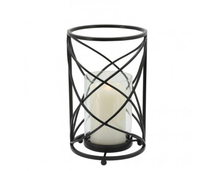 Sagebrook 10" Metal Hurricane Candle Holder - Black