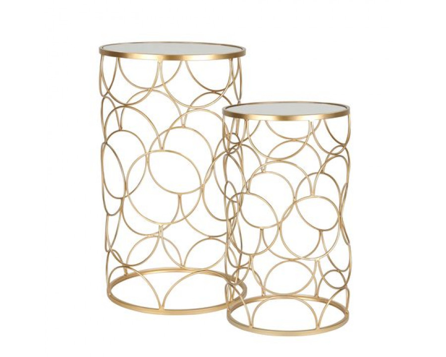 Sagebrook - Metal/Mirror Side Table Set in Gold