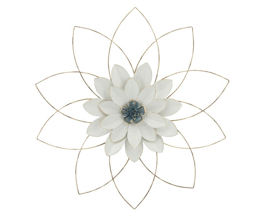 Sagebrook - Metal Wall Flower in White/Blue