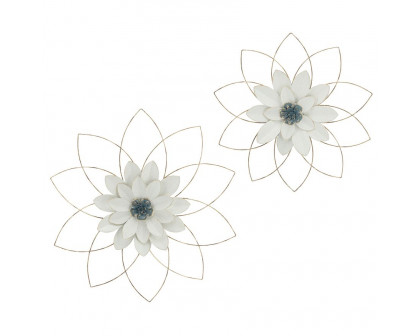 Sagebrook - Metal Wall Flower in White/Blue