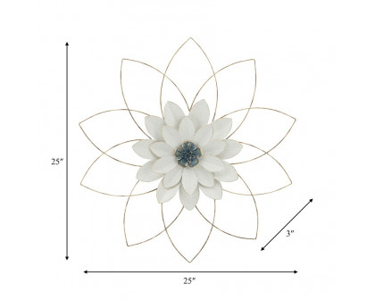 Sagebrook - Metal Wall Flower in White/Blue