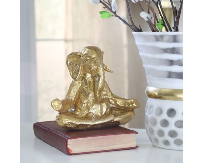 Sagebrook™ 8" Polyresin Meditating Elephant - Gold