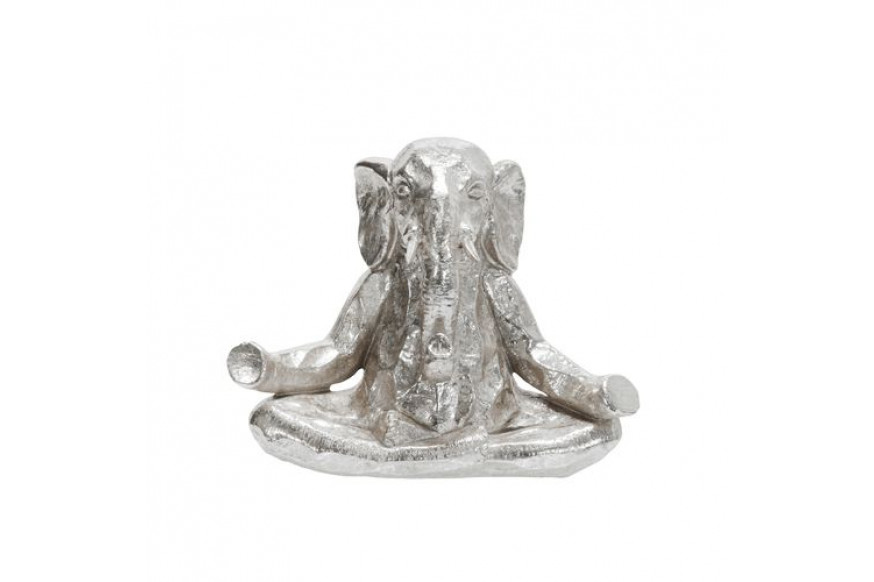 Sagebrook™ 8" Polyresin Meditating Elephant - Silver