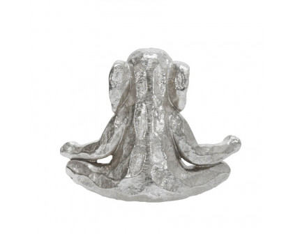 Sagebrook™ 8" Polyresin Meditating Elephant - Silver