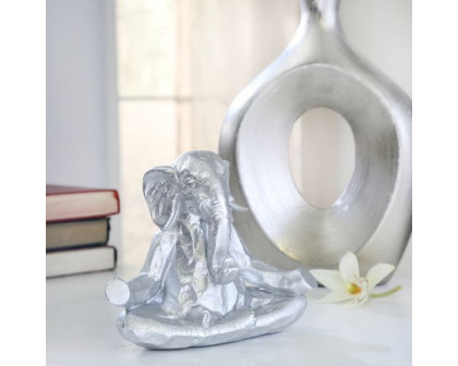 Sagebrook™ 8" Polyresin Meditating Elephant - Silver