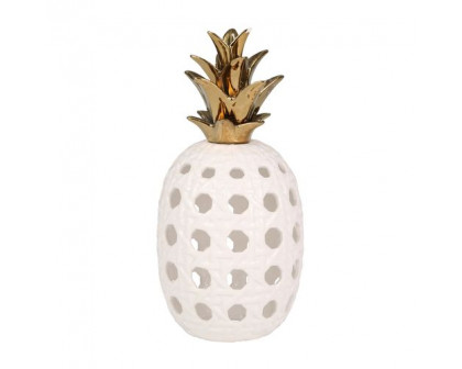 Sagebrook 16" Ceramic Lattice Weave Pineapple