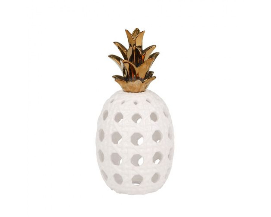 Sagebrook 16" Ceramic Lattice Weave Pineapple