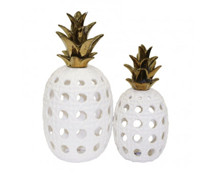 Sagebrook 16" Ceramic Lattice Weave Pineapple