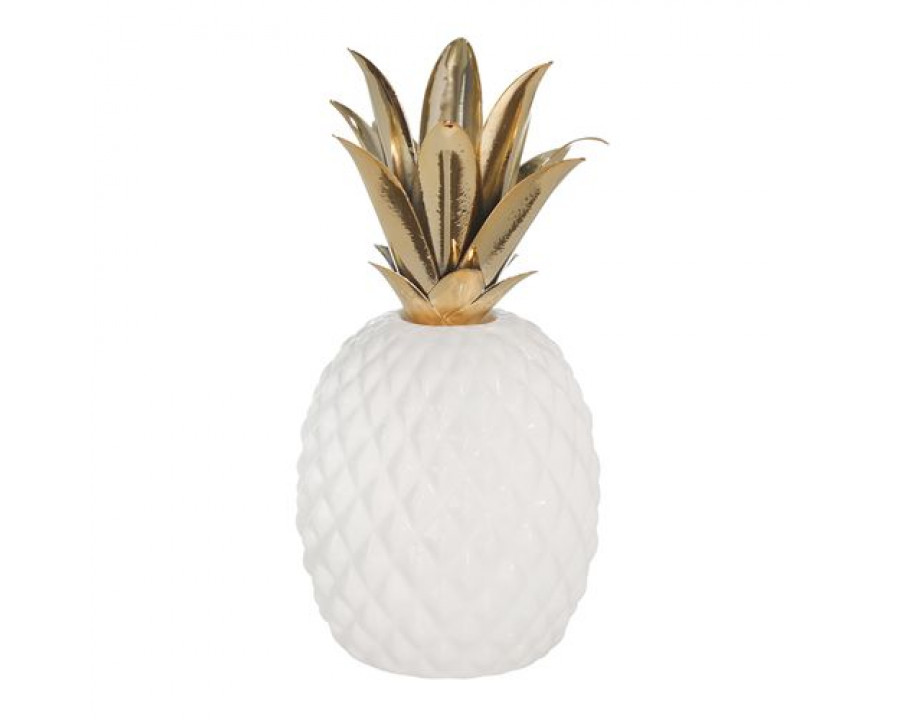 Sagebrook - 11" Ceramic/Metal Pineapple in White