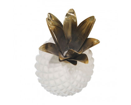 Sagebrook - 11" Ceramic/Metal Pineapple in White