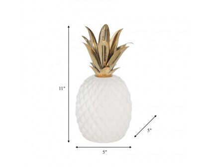 Sagebrook - 11" Ceramic/Metal Pineapple in White