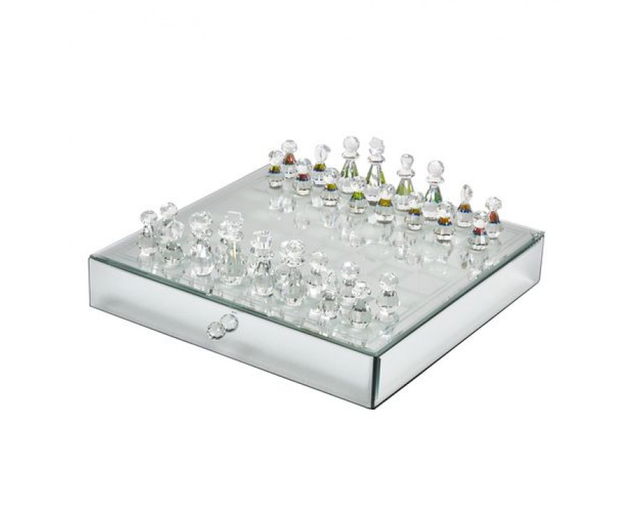 Sagebrook - Crystal/Mirrored Chess Set in Silver