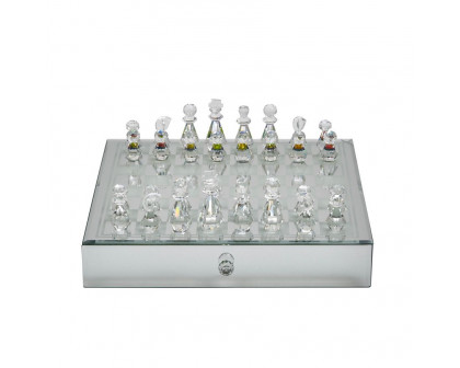 Sagebrook - Crystal/Mirrored Chess Set in Silver