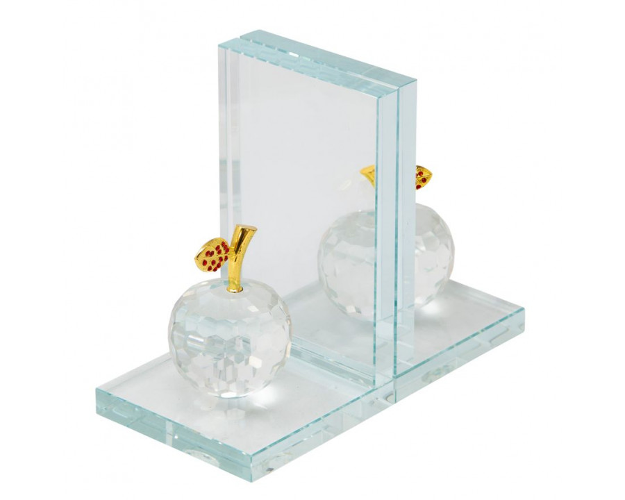 Sagebrook - Crystal Apple Bookends (Set Of 2) in Clear