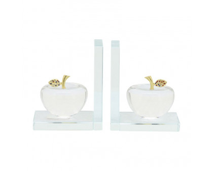 Sagebrook - Crystal Apple Bookends (Set Of 2) in Clear