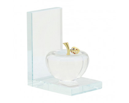 Sagebrook - Crystal Apple Bookends (Set Of 2) in Clear