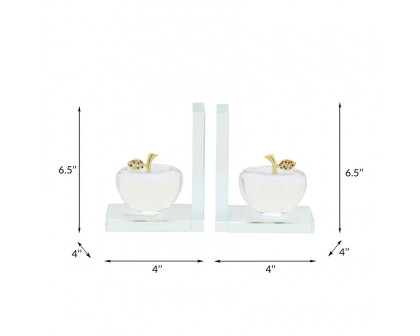 Sagebrook - Crystal Apple Bookends (Set Of 2) in Clear