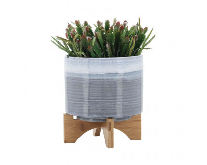 Sagebrook 8" Ceramic Planter On Stand - Blue Fade