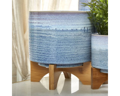 Sagebrook 8" Ceramic Planter On Stand - Blue Fade