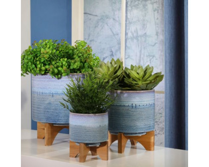 Sagebrook 8" Ceramic Planter On Stand - Blue Fade