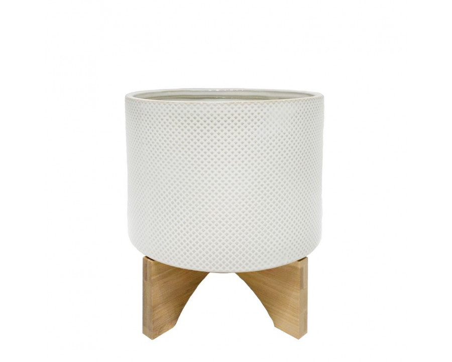 Sagebrook 6" Ceramic Planter On Stand - White/Tan