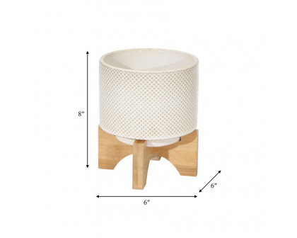 Sagebrook 6" Ceramic Planter On Stand - White/Tan