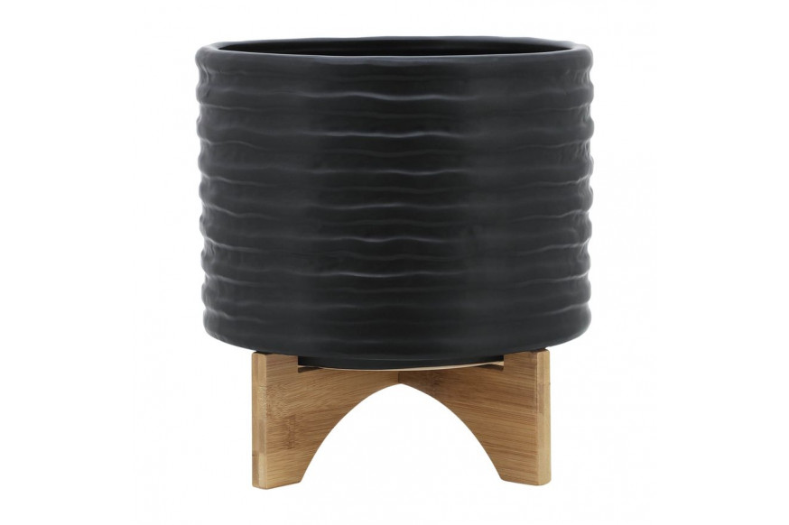 Sagebrook™ 10" Textured Planter With Stand - Black