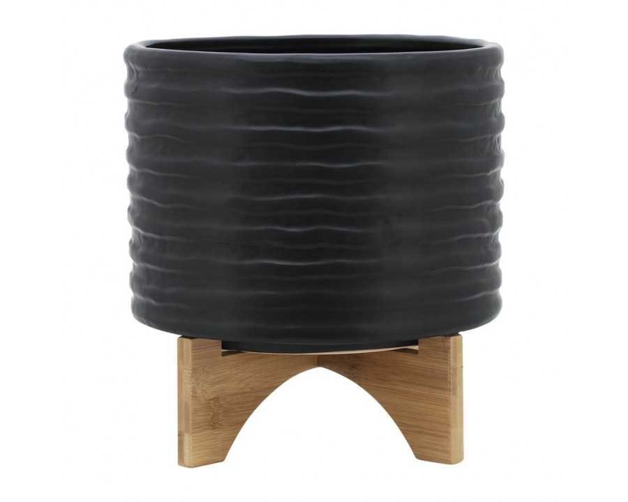 Sagebrook 10" Textured Planter With Stand - Black