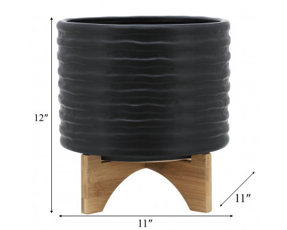 Sagebrook™ 10" Textured Planter With Stand - Black