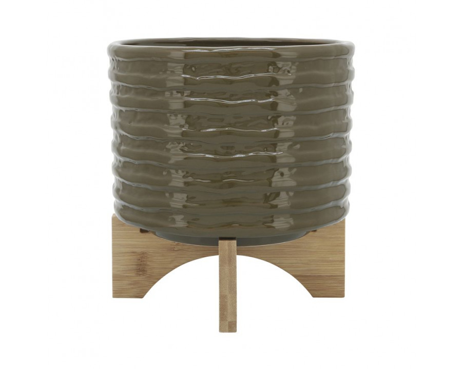 Sagebrook 8" Ceramic Textured Planter With Stand