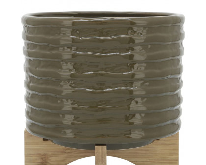 Sagebrook™ 8" Ceramic Textured Planter With Stand - Olive