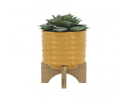 Sagebrook™ 6" Ceramic Textured Planter With Stand - Mustard