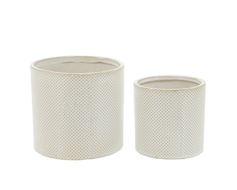 Sagebrook - 7"/5" Ceramic Planters (Set Of 2) in White/Tan