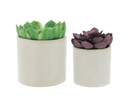 Sagebrook - 7"/5" Ceramic Planters (Set Of 2) in White/Tan