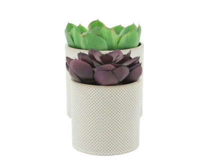 Sagebrook - 7"/5" Ceramic Planters (Set Of 2) in White/Tan