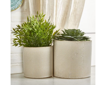 Sagebrook - 7"/5" Ceramic Planters (Set Of 2) in White/Tan