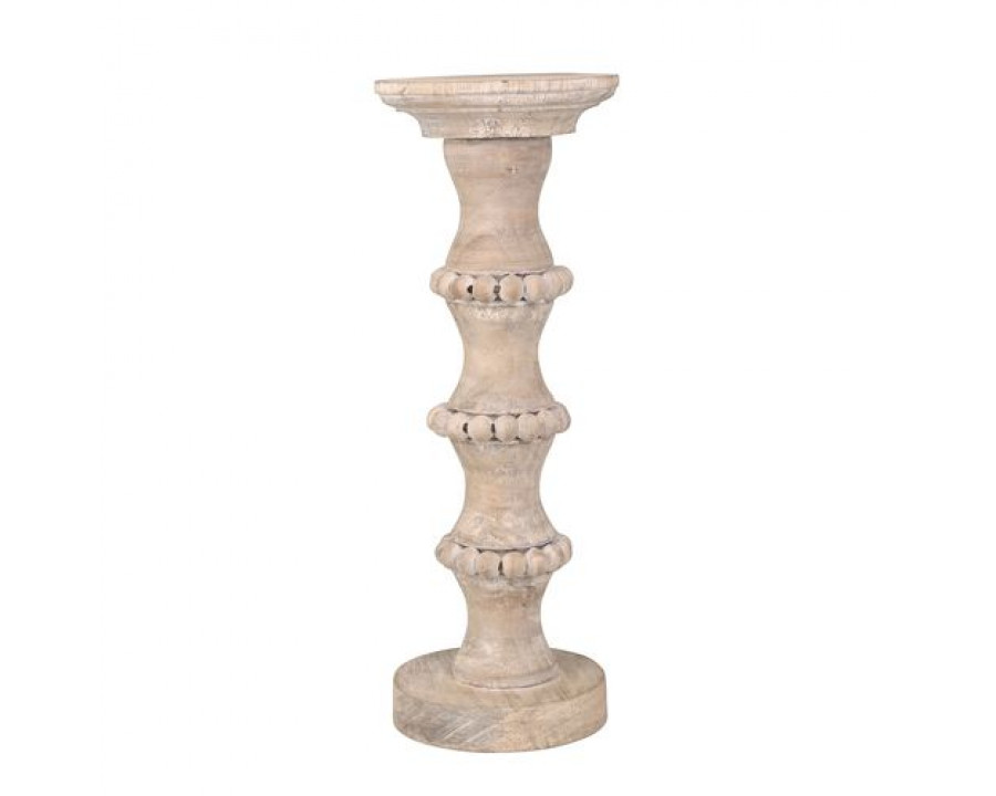 Sagebrook 14" Wooden Antique Style Candle Holder - Beige