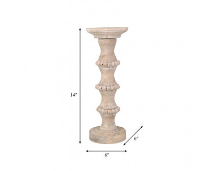 Sagebrook 14" Wooden Antique Style Candle Holder - Beige