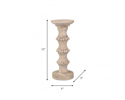 Sagebrook 13" Wooden Antique Style Candle Holder - Beige