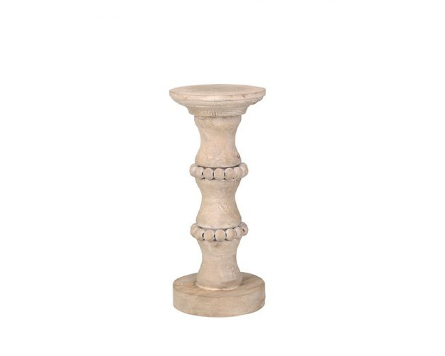 Sagebrook 11" Wooden Antique Style Candle Holder - Beige