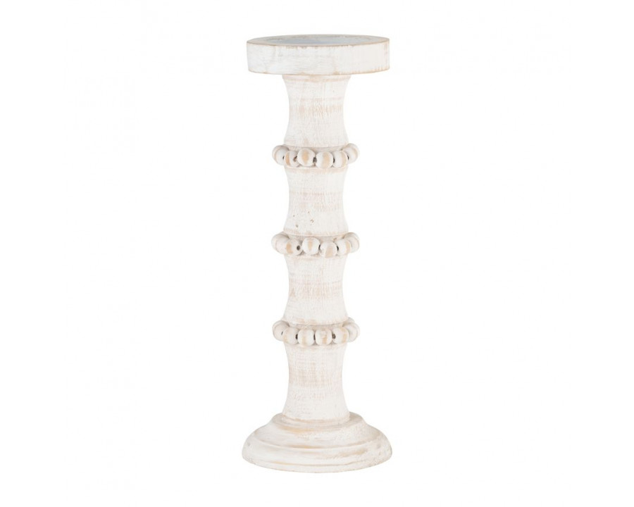 Sagebrook 14" Wood Antique Style Candle Holder - White