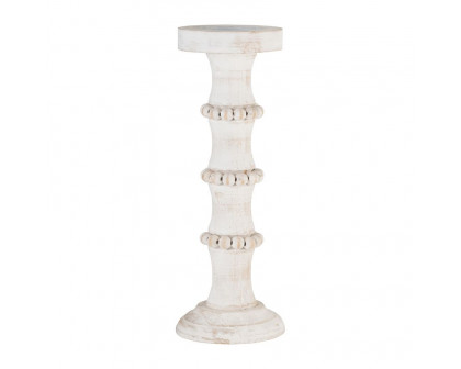 Sagebrook 14" Wood Antique Style Candle Holder - White