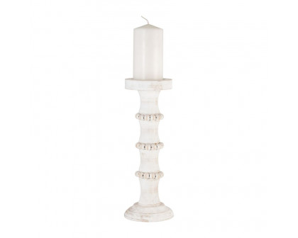 Sagebrook 14" Wood Antique Style Candle Holder - White