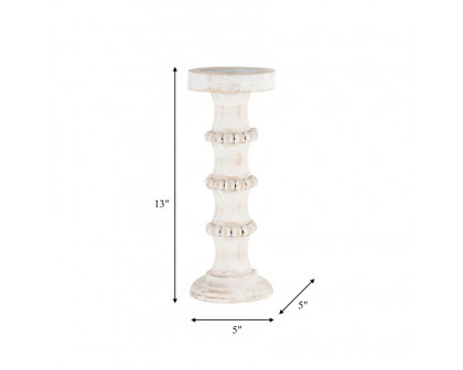 Sagebrook 13" Wood Antique Style Candle Holder - White