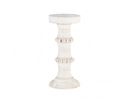 Sagebrook 11" Wood Antique Style Candle Holder - White