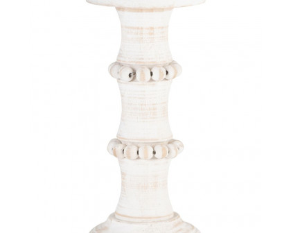 Sagebrook 11" Wood Antique Style Candle Holder - White