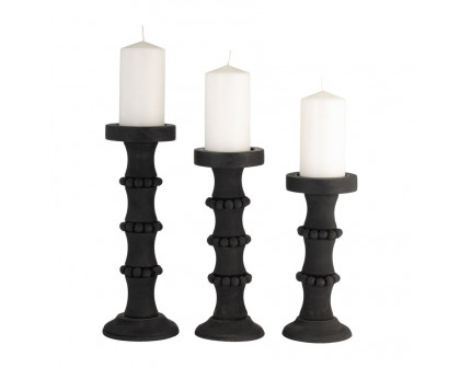 Sagebrook 14" Wood Antique Style Candle Holder - Black