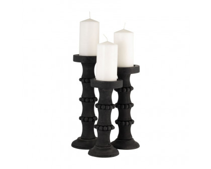 Sagebrook 14" Wood Antique Style Candle Holder - Black