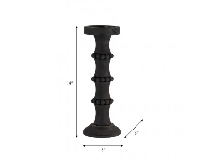 Sagebrook 14" Wood Antique Style Candle Holder - Black